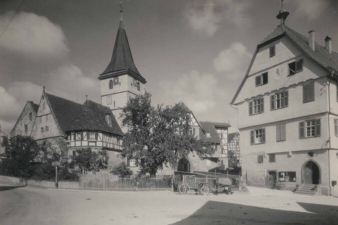 Merklinger Kirchenburg im Jahr 1936